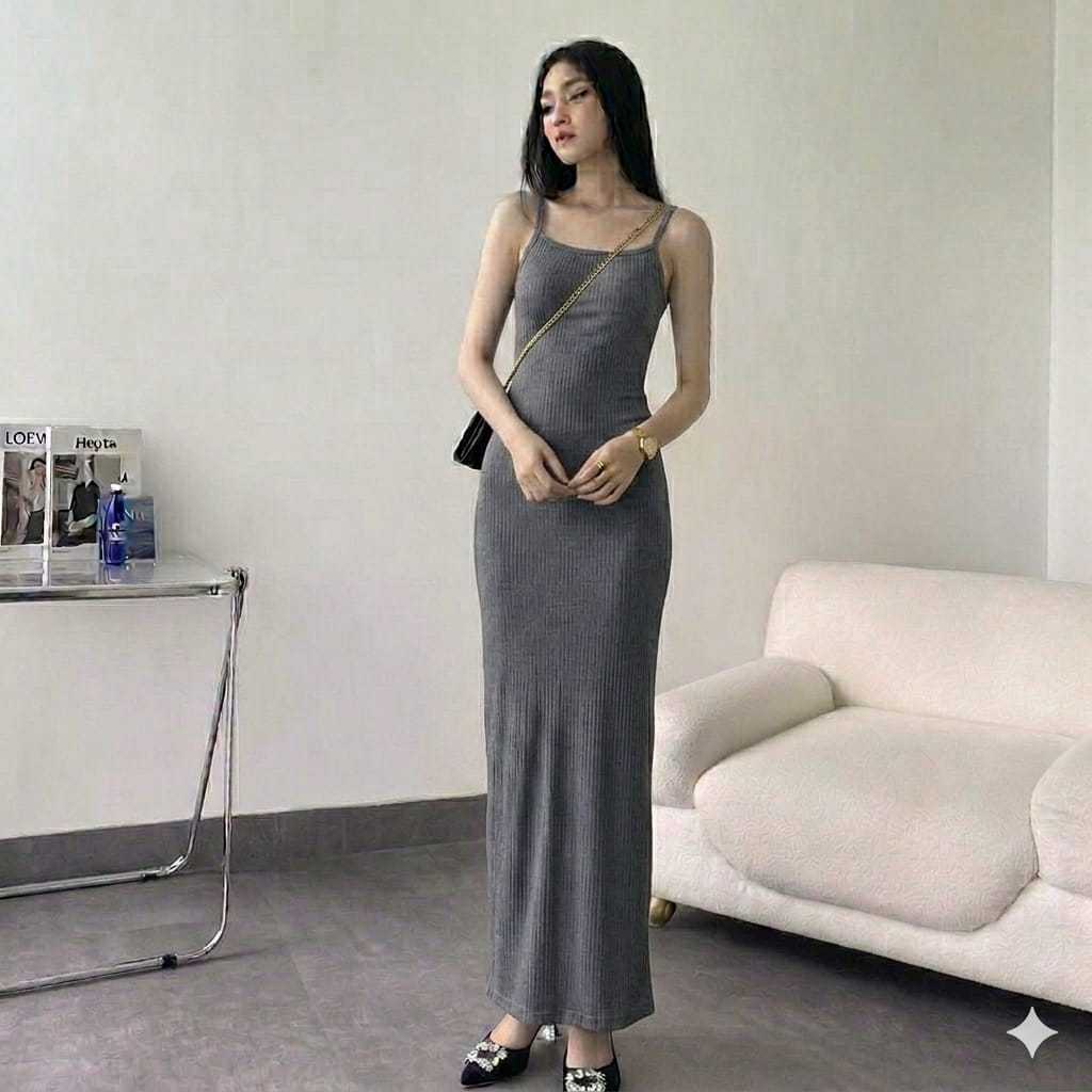 Maxi Dress Wanita Sexy Bodycon Street Party Korean Style