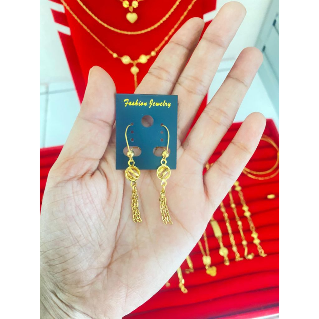 anting Juntai titanium asli lapis emas 23karat anti luntur awet tahunan