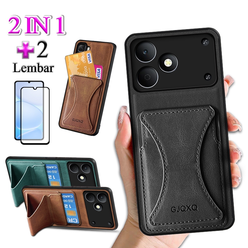 2 In 1 Casing For Realme Note 80 10 4G 10 Pro 5G 60 50 XT Case Tutup Belakang Ponsel Dari Kulit Prem