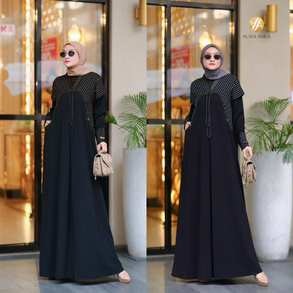 Abaya turki Mahalini dress hitam ke kinian