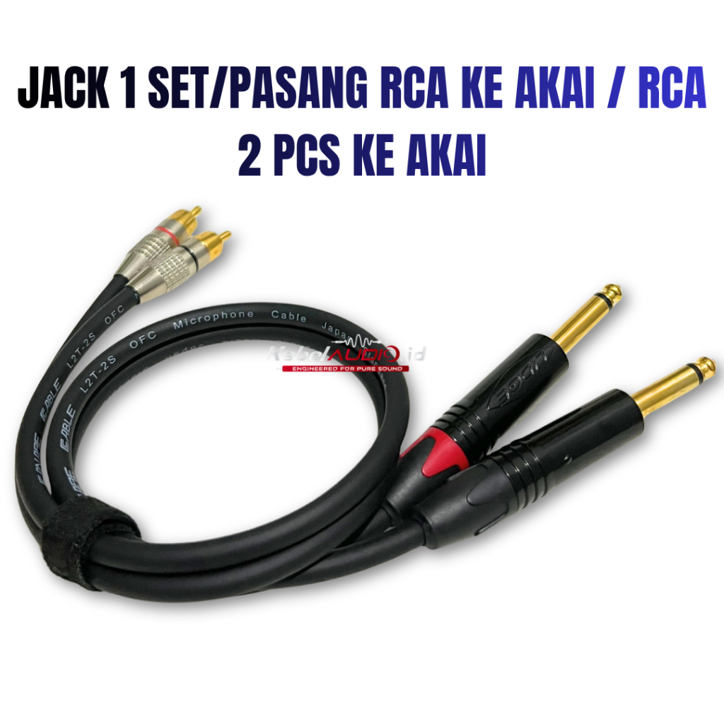 Jack 1 set/pasang RCA ke akai / Lombok ke RCA 2 Pcs tembaga murni kabel RCA ke akai Toa) Mono Metal 