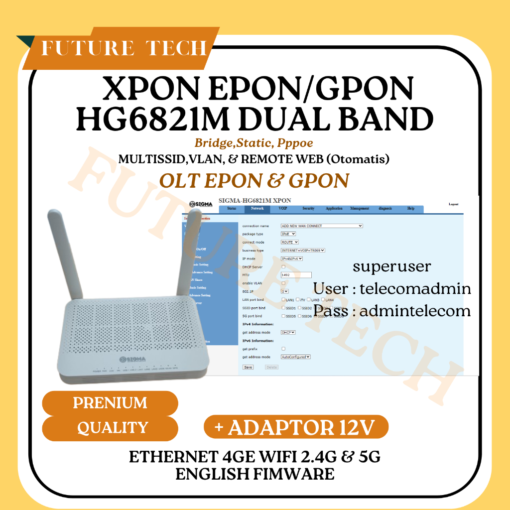 NEW XPON EPON GPON HG6821M DUAL BAND PRENIUM
