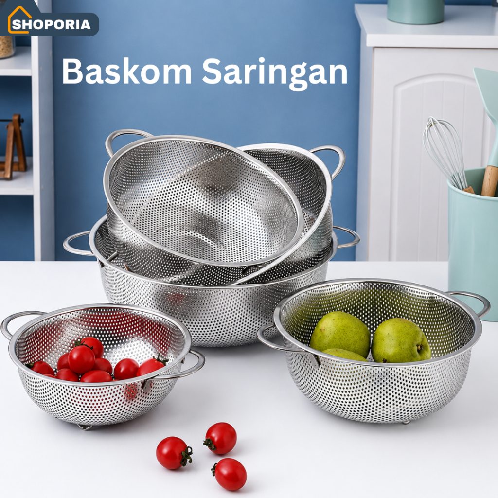 Baskom Bolong Sayur Baskom Stainless Cuci Saringan Baskom Penyaring