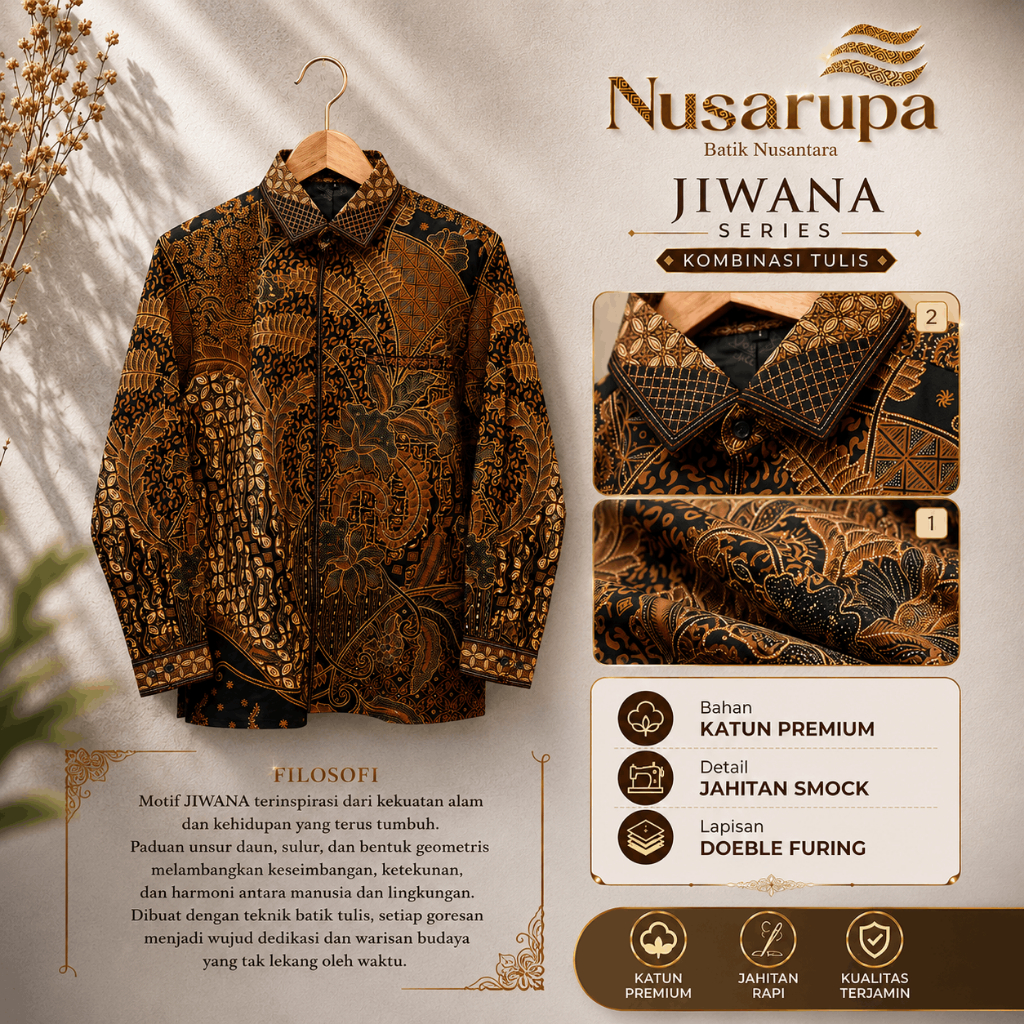 Batik Premium Kombinasi Tulis | Nusarupa - Jiwana | Batik Smock | Semi jas | Batik Lengan Panjang