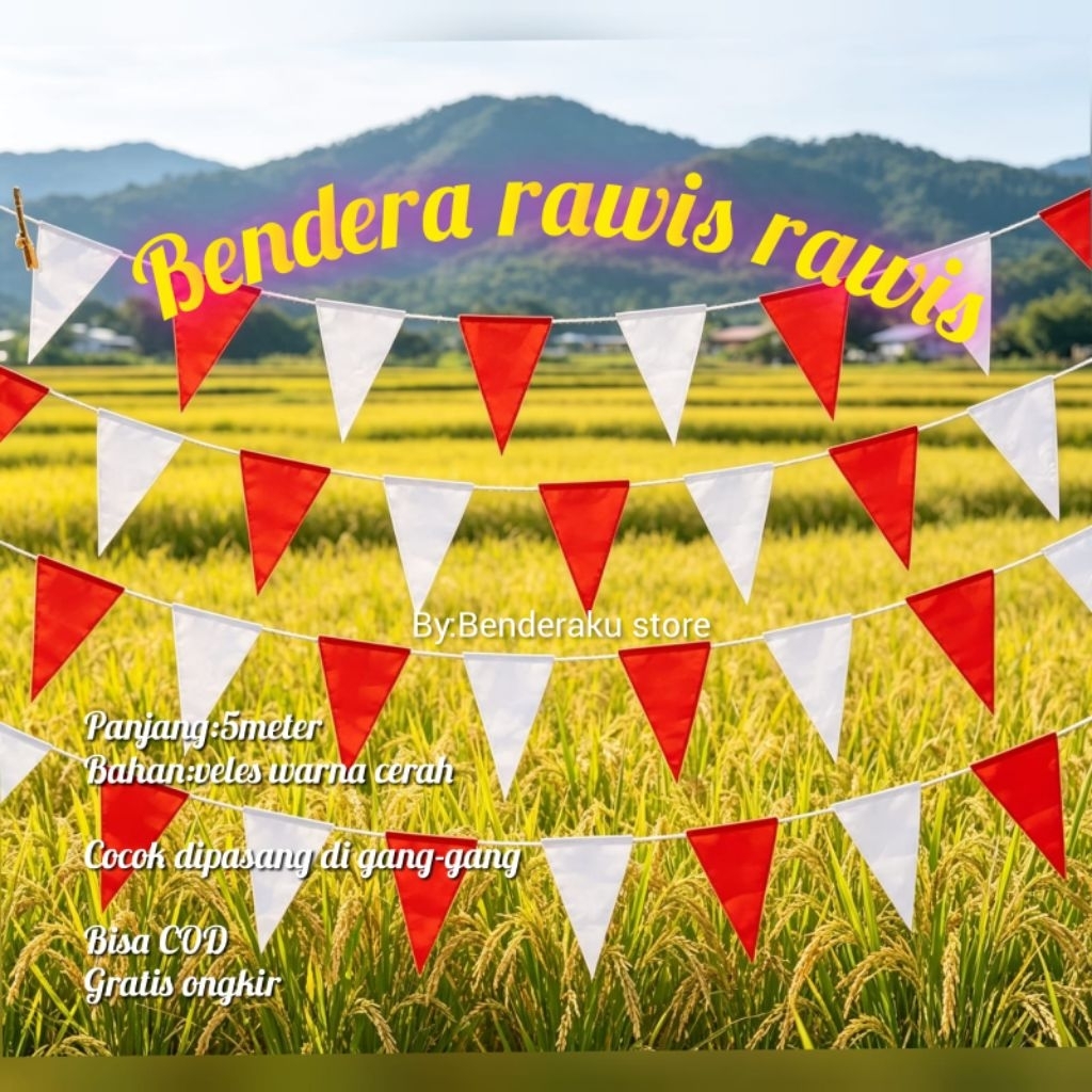 5pcs Bendera segitiga rawis rawis/bendera agustusan