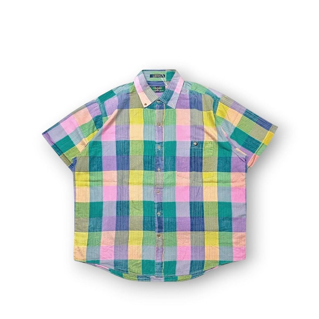 90s Colours By Alexander Julian Multicolor Plaid Vintage Button Down