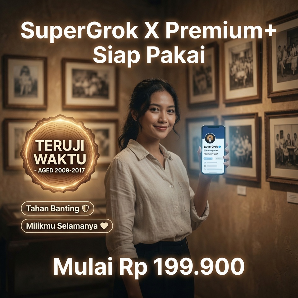 Akun X Twitter Aged Tua 2009-2017 Premium+ Siap Pakai - Teruji Waktu SuperGrok Grok 4 Centang Biru -