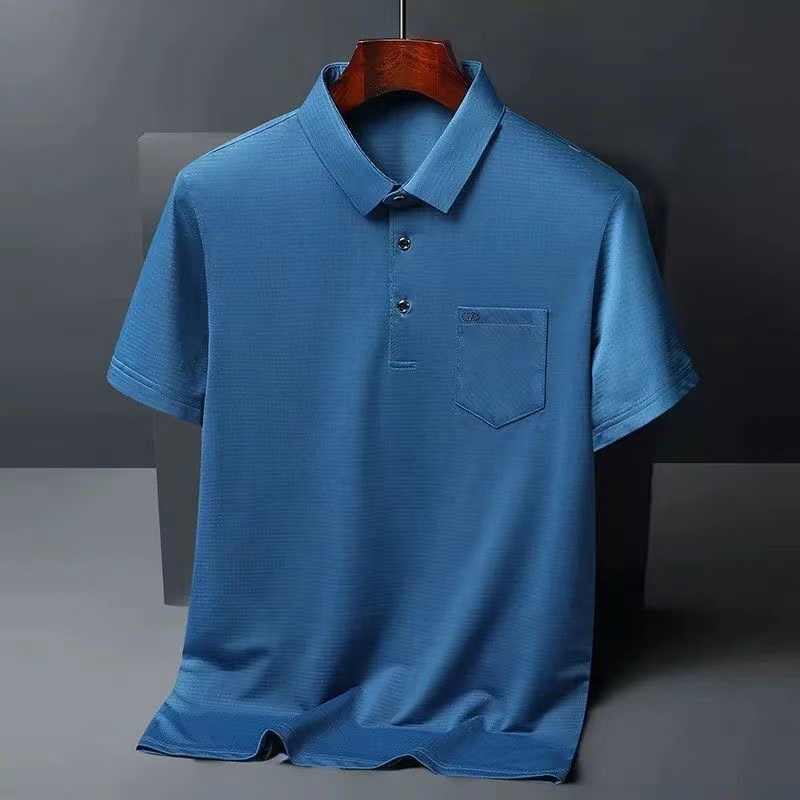 Hollow Mesh Ice SilkTShirt LapelpoloShirt Loose Top