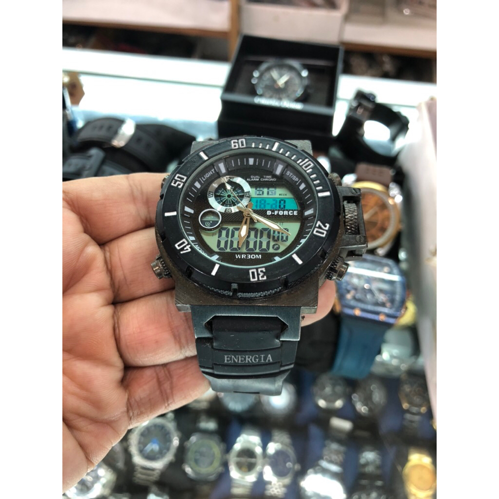 jam tangan pria sport D force dual time siap pakai fashion pria