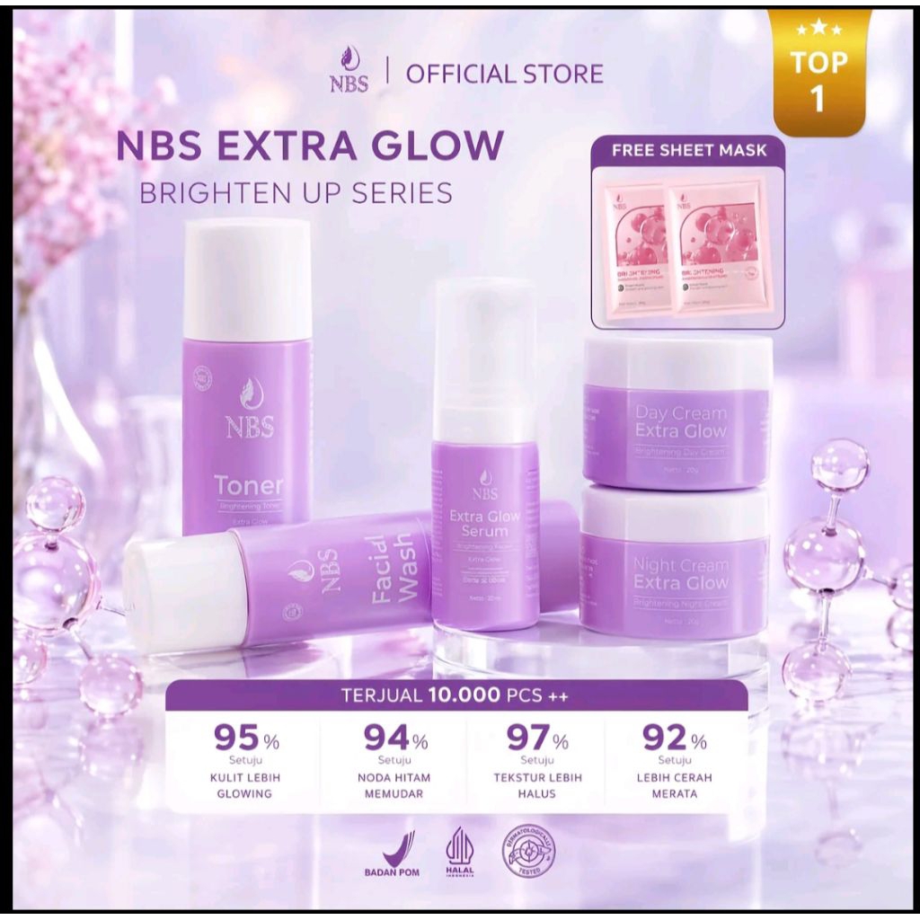 PAKET NBS EXTRA GLOW KHUSUS MENCERAHKAN DAN FLEK HITAM FREE GIFT