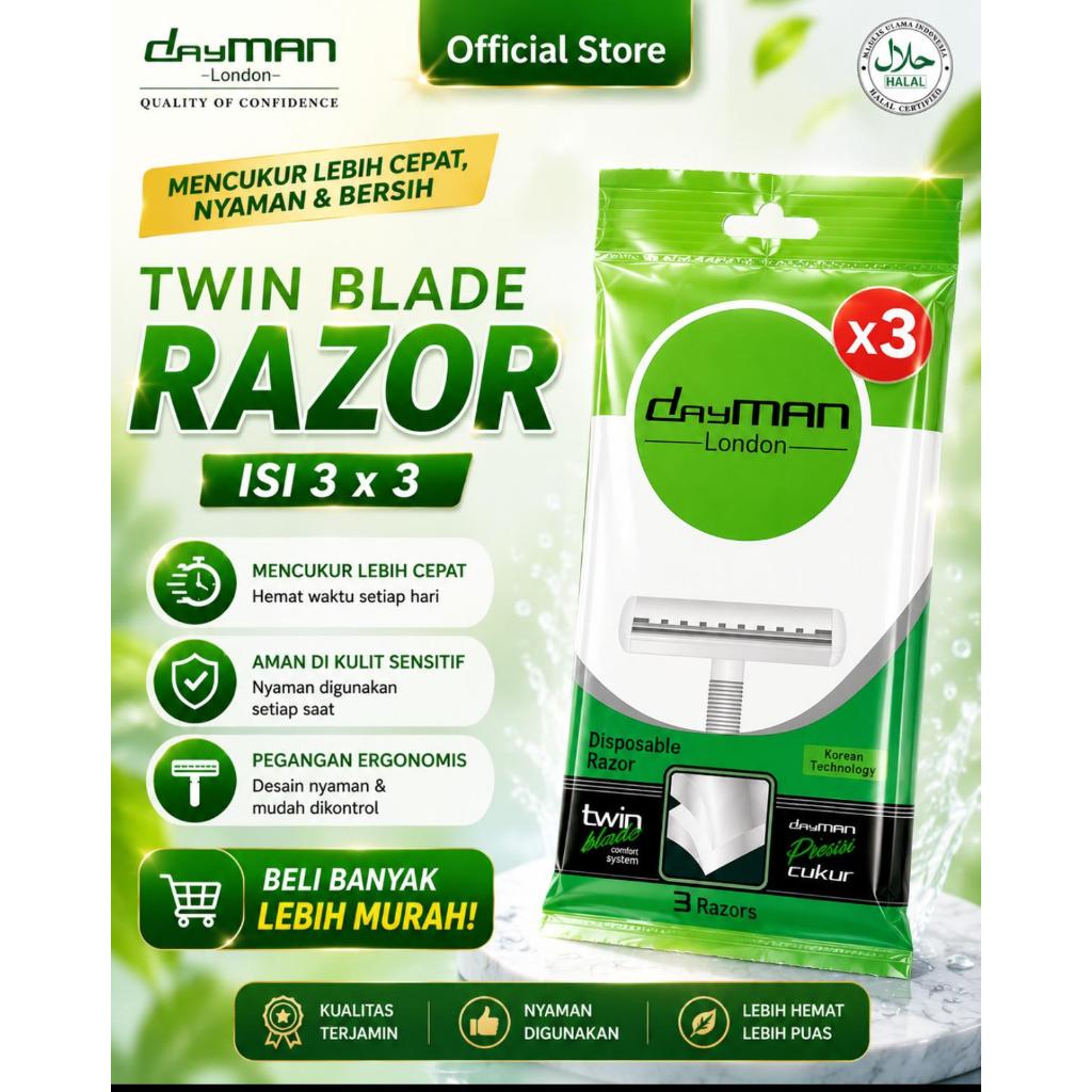 Pisau Cukur Dayman Razor Twin Blade (With Lubricant) 3 pcs isi 3
