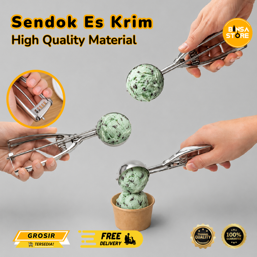 Scoop Es Krim Stainless Steel Sendok Cetak Es Krim Cetakan Kue Es Krim Alat Es Krim BINSA - 252