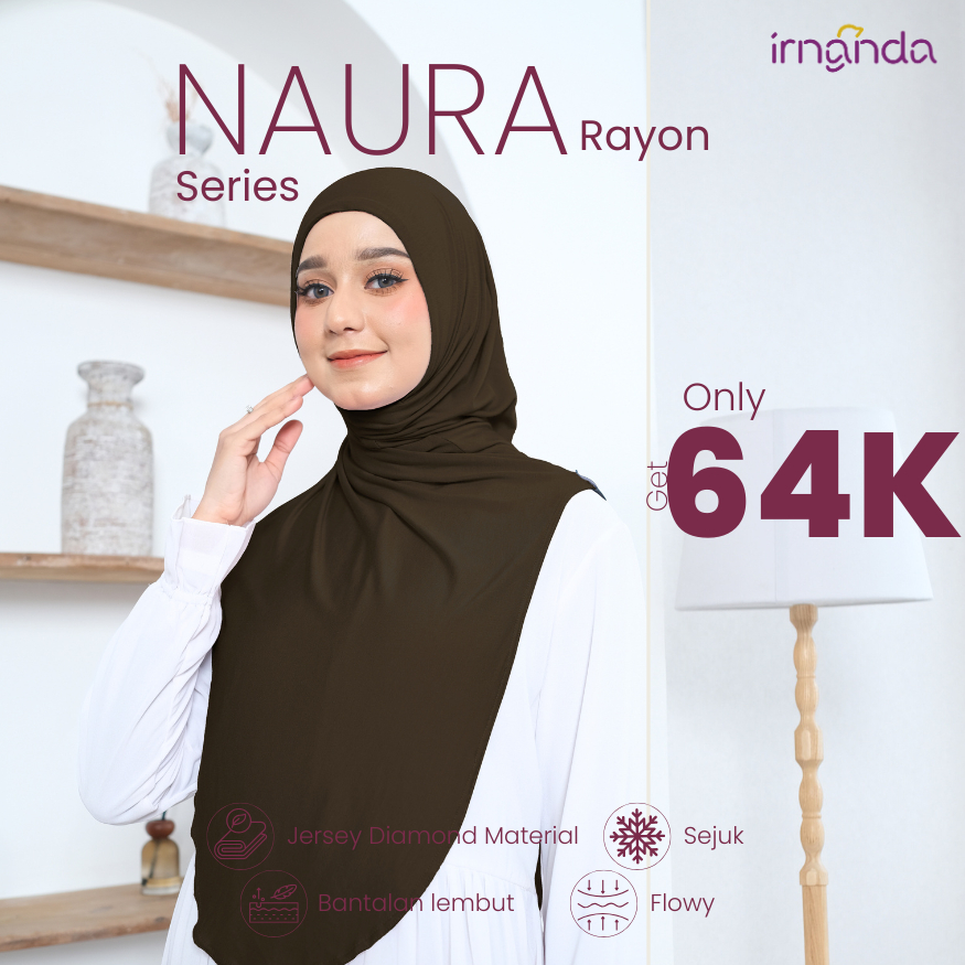 Irnanda Hijab Bergo Kerudung Instan Malay Syar'i Jumbo NAURA Series Rayon Queen Lembut Anti Tembem S