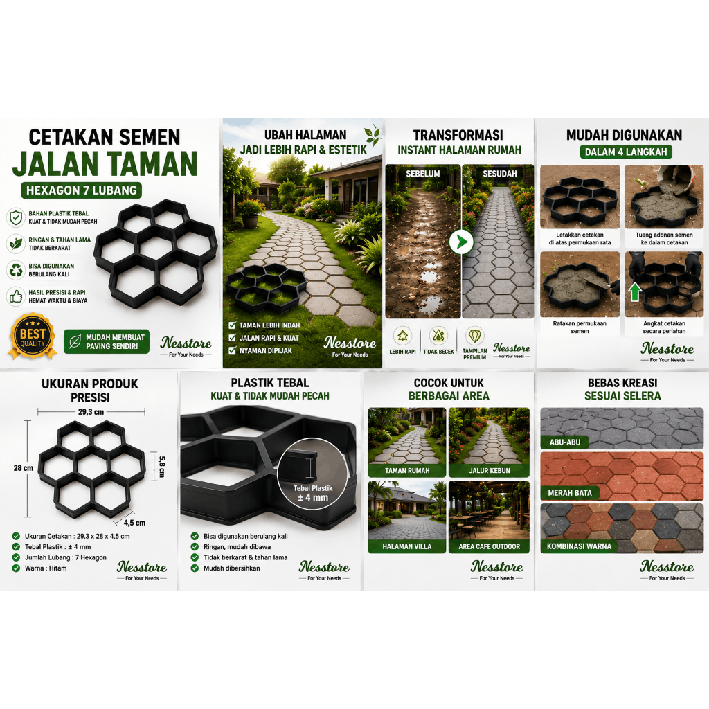 Cetakan Paving Blok atau Cetakan Semen Paving block Hexagonal taman