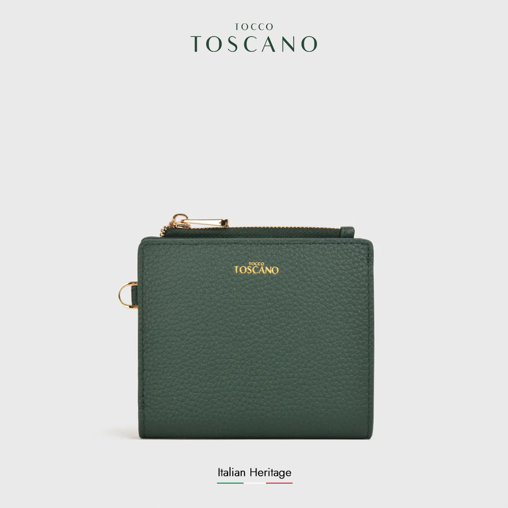 Tocco Toscano Aimee Bifold Wallet - Dompet Wanita Kulit Sapi Asli (Pine Green)