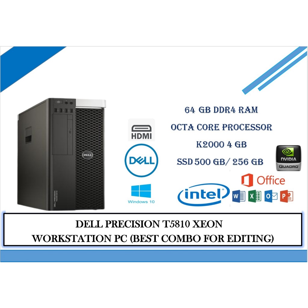 PC Server Workstation DELL T5810 32CPU PROSSESOR INTEL Xeon E5 V4 RAM 128Gb SSD 512GB