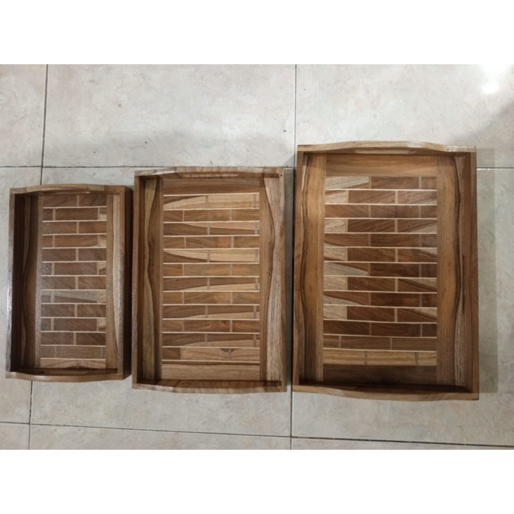 talam kayu set 3 biji