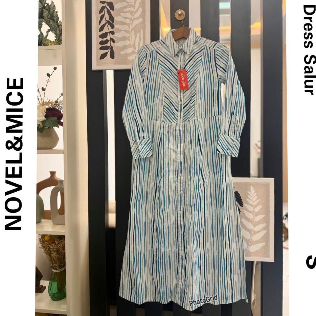 Gamis salur biru wanita NNM