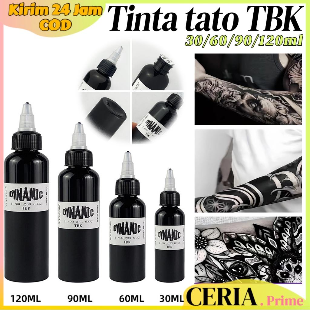 Tattoo Ink 30/60/90/120ml Pigmen Tato Hitam Pekat Tinta Tato Profesional Untuk Garis Dan Fogging