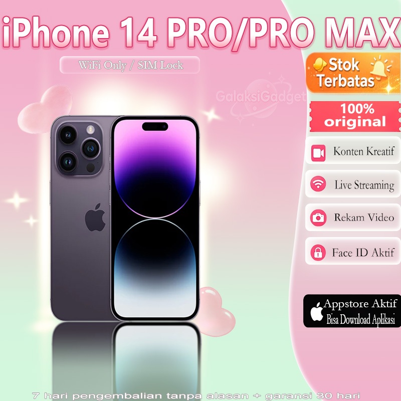 Harga turun iPhone 14 Pro Max/14 Pro Second Original Inter 128GB 256GB 100% Mulus fullset Kondisi Pe