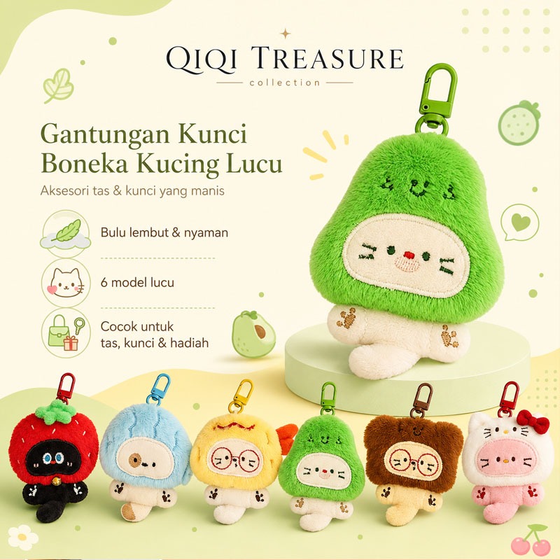 Gantungan Kucing Boneka Tutup Kepala Lucu Aksesori Tas Ransel Gantungan Kunci