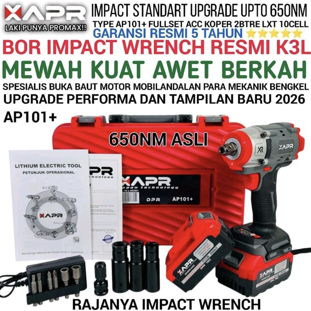 CT_XAPR AP101+ Impact Wrench 650NM Pembuka Baut Roda Mobil dan Motor ORIGINAL XAPR