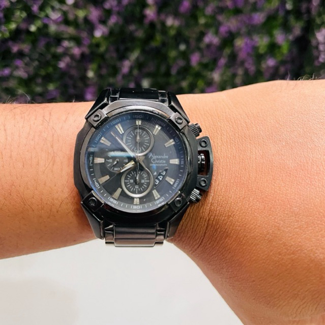 Jam Tangan Alexandre Christie AC 6225 MC BIPBA Man Sport Black Dial Stainless Steel