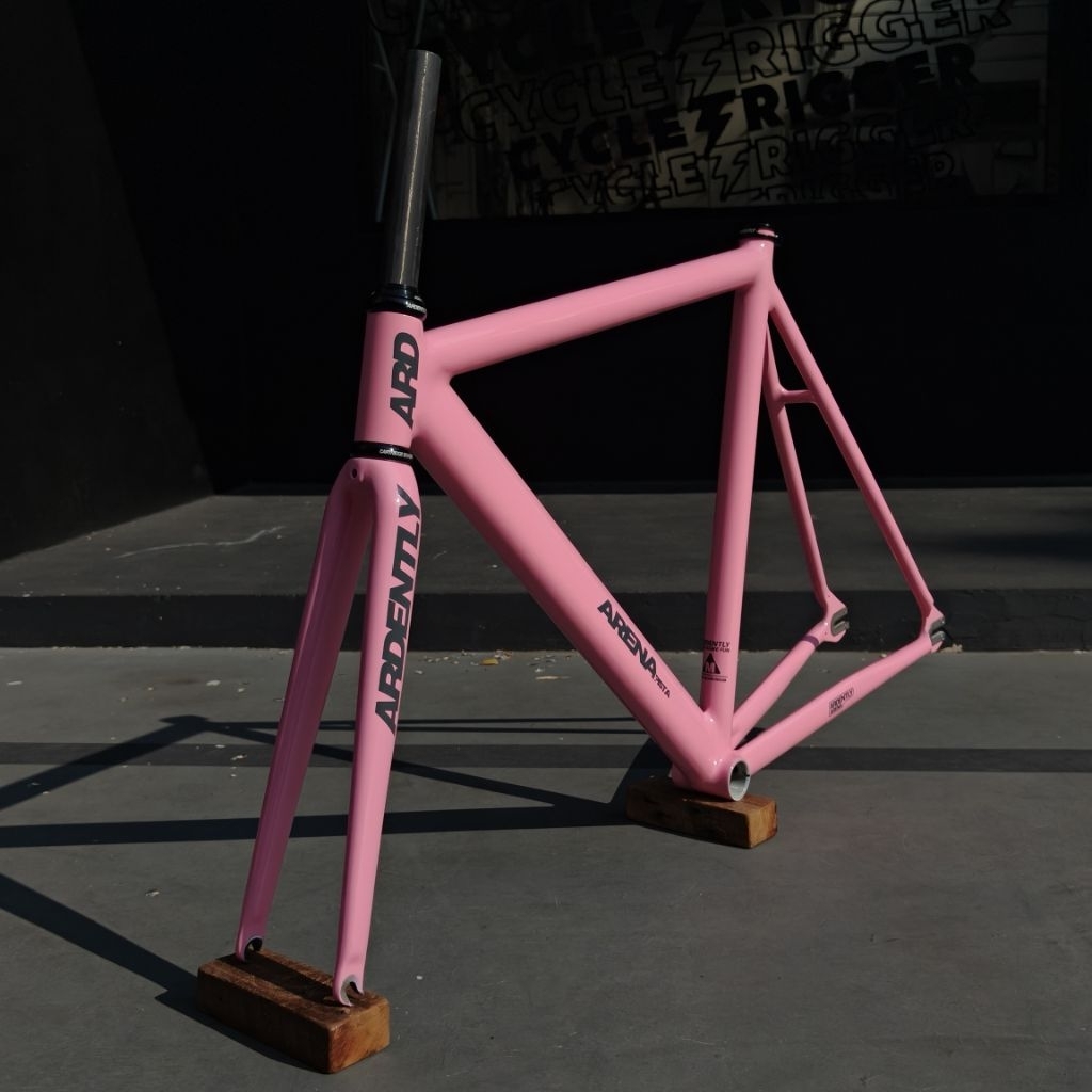 Frameset Ardently Pista Arena Light Pink / Grey Logo Full Carbon Fork
