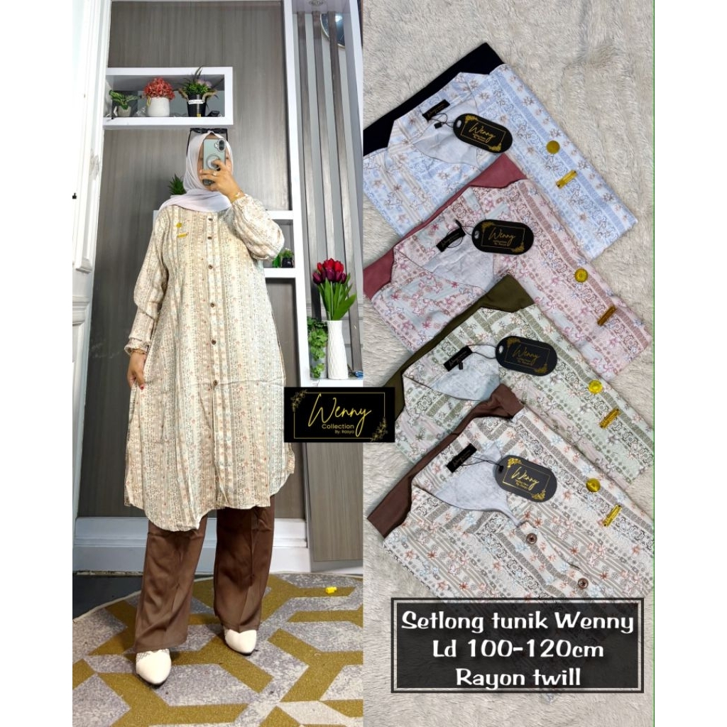 SETELAN LONG TUNIK/SETLONG RAYON TWILL WENNY