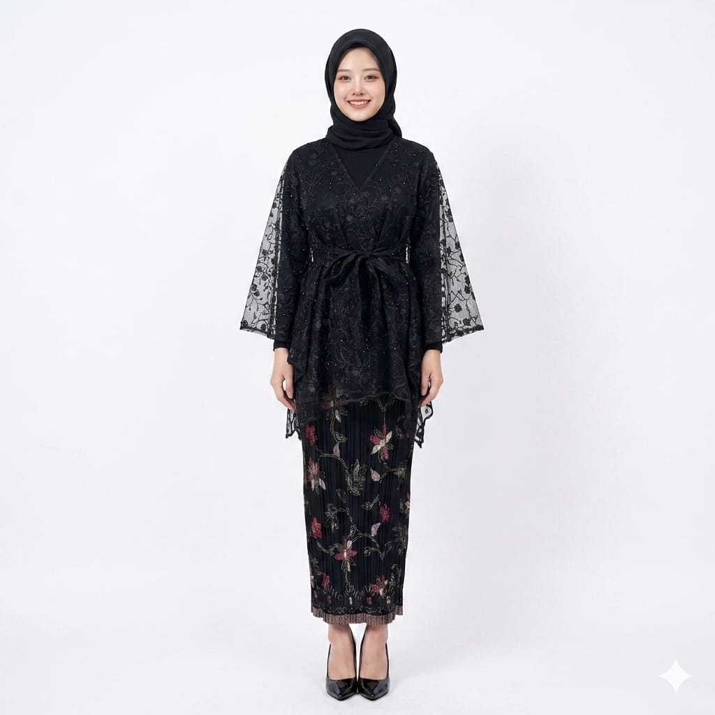 SETELAN ROK BATIK PLISKET&OUTER PITA TERBARU DENGAN MANSET JUMBO