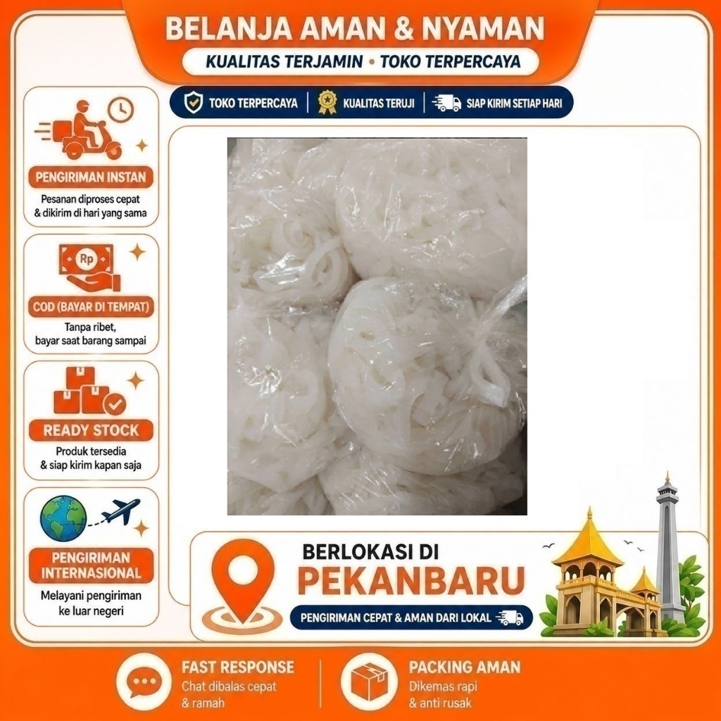 [SDW] pekanbaru/1 kg Kwetiau Medan Mentah Kebutuhan Memasak Bahan Makanan Sajian Kuah Goreng Kering