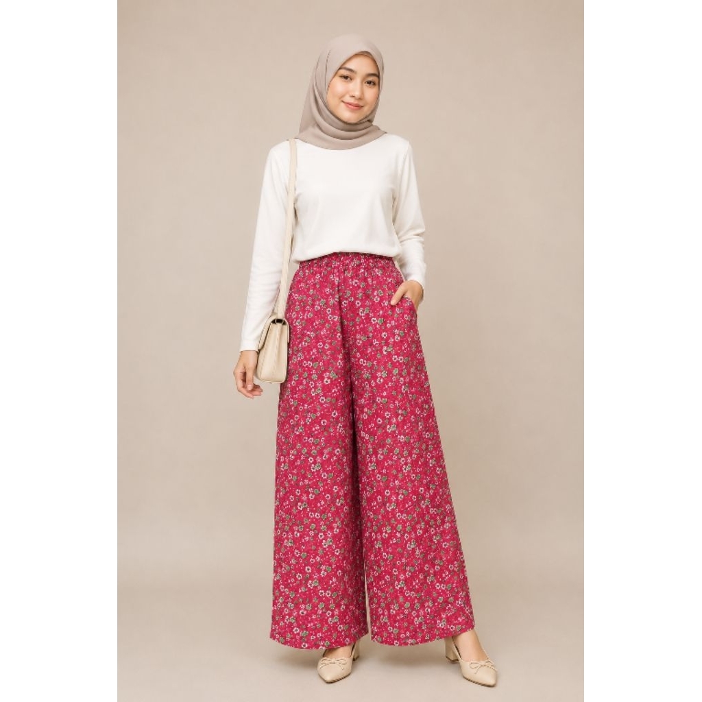 Celana Kulot Rayon Motif Bunga