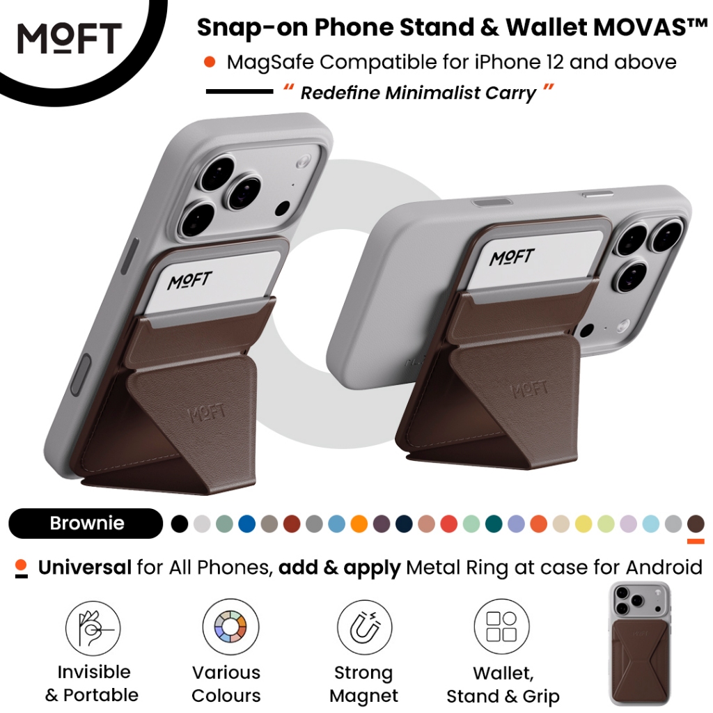 MOFT Snap On Phone Stand & Wallet MOVAS - Compatible With Android & iPhone Multipurpose Phone Holder