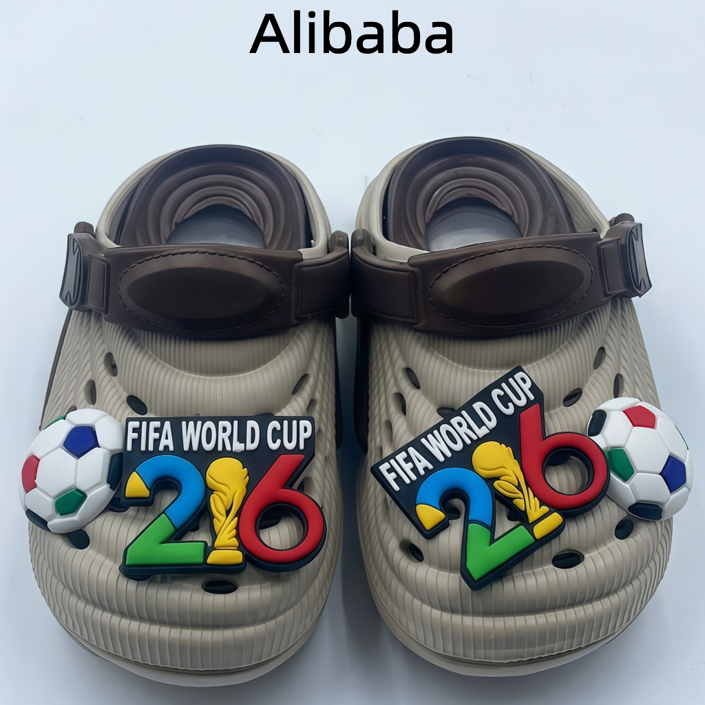 Alibaba Sandal Crocs Tema Piala Dunia Sepak Bola 2026 Untuk Anak Laki-laki dan Pria Dewasa Bahan EVA