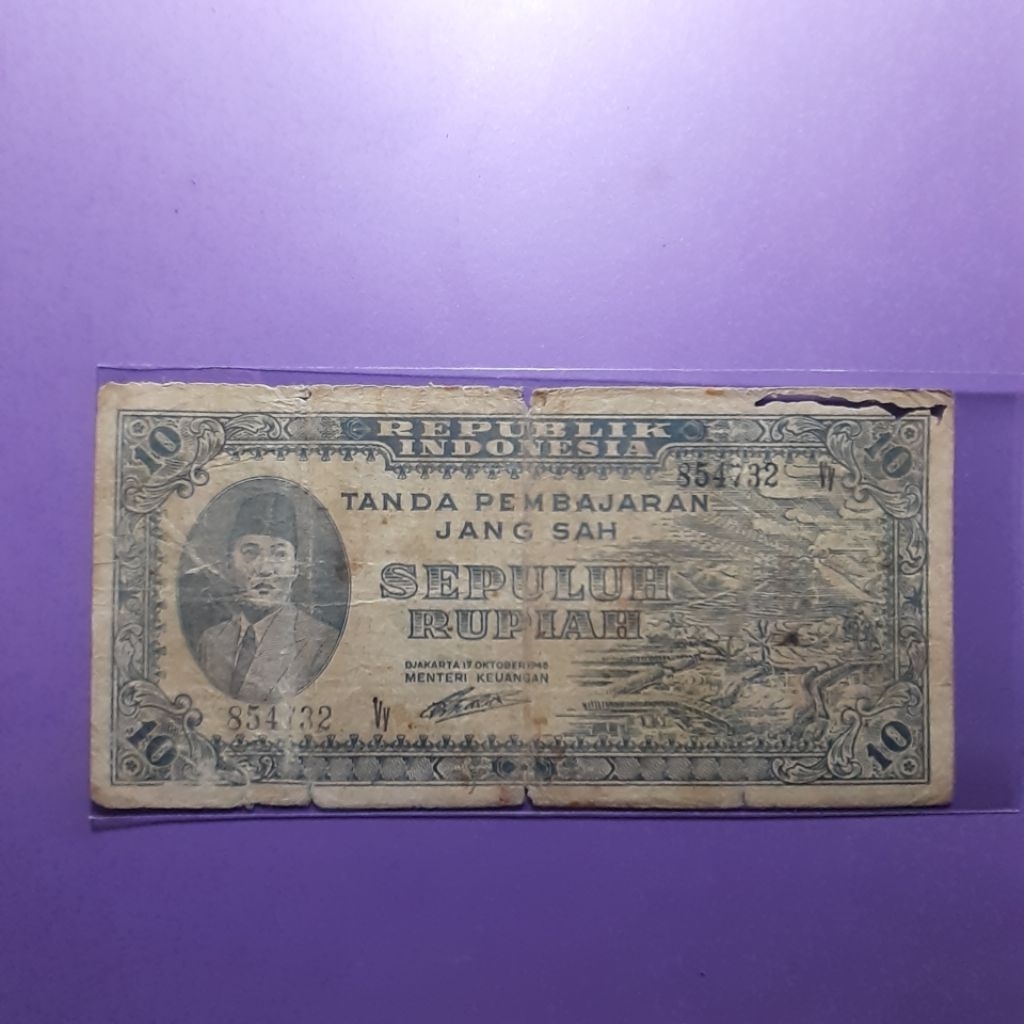 Uang kuno 10 rupiah ori tahun 1945