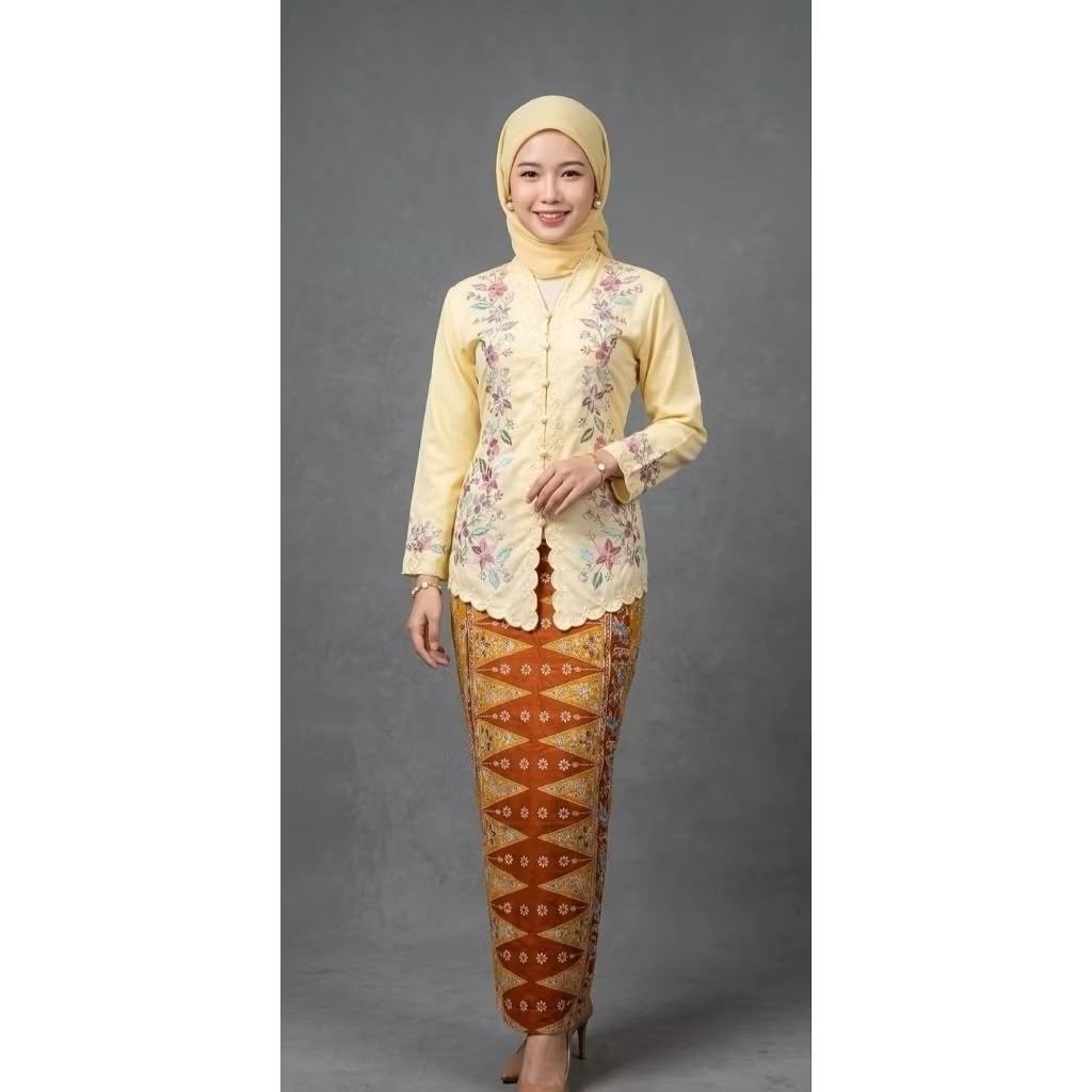 kebaya encim motif bunga/tangan panjang/bahan catton toyobo/kebaya modren/kebaya pesta