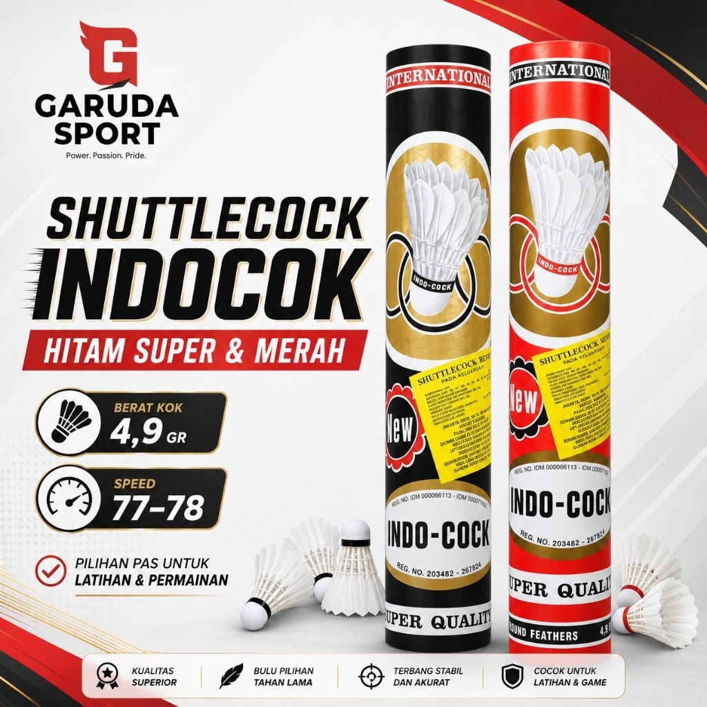 Shuttlecock Indocock 12 pcs Shuttlecock Badminton Kok Bola Bulutangkis
