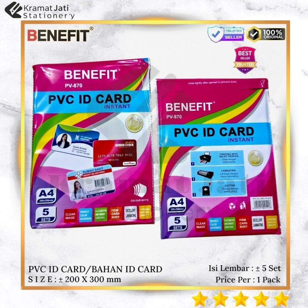 [1 PACK] BENEFIT Bahan Id Card / PVC Id Card Isi 5 Set