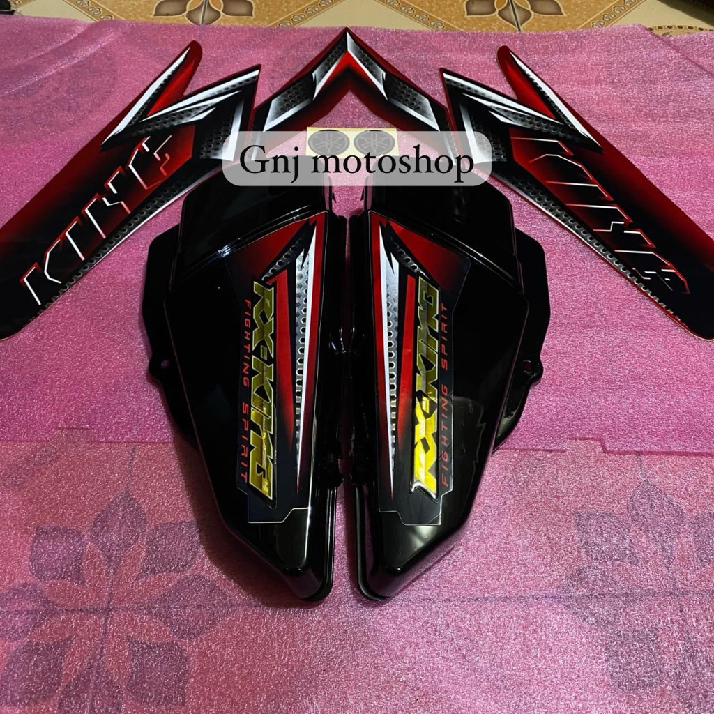 COVER Bok aki Tepong bok aki Rx king hitam fullset setriping tahun 2008 merah set emblem bok aki rx 