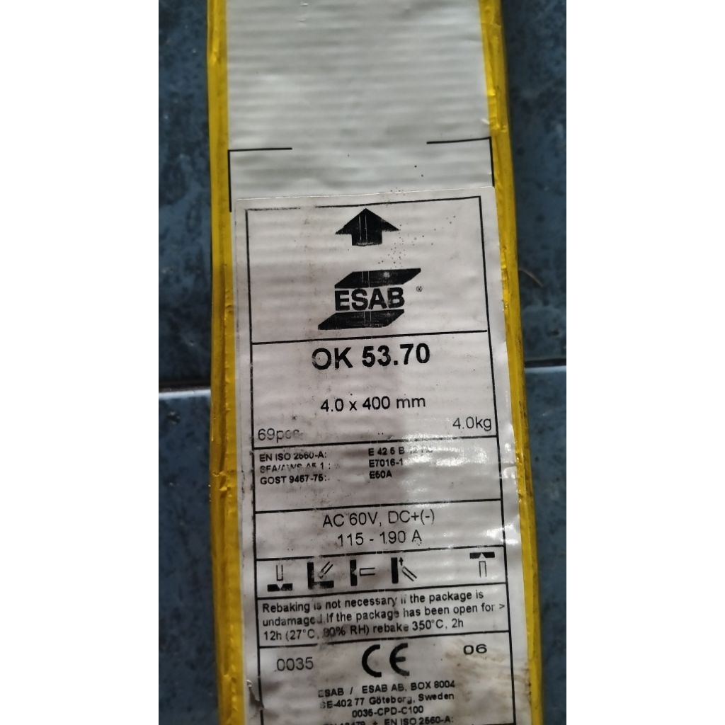 KAWAT LAS ESAB OK-53.70 Size. 4.0MM AWS E7016