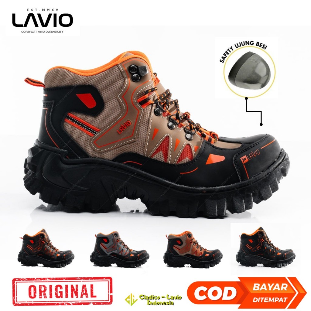 Sepatu Safety Boots Lapangan Proyek Kitchen Pabrik Sefty Shoes Kualitas Original Lavio Gradien High