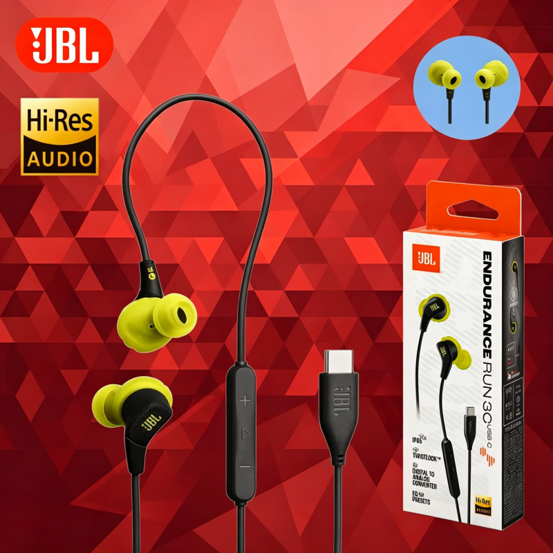 JBL Endurance Run 3 C Earphone Type C Wired - Garansi Resmi 1 Tahun IMS - Original Sport Headphones 