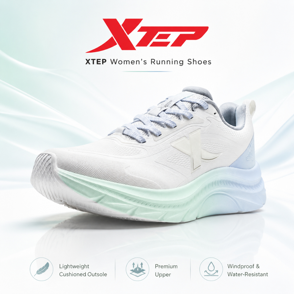 XTEP Sepatu Lari Wanita Original Running Shoes Sneakers Olahraga Training Outdoor Waterproof Size 36