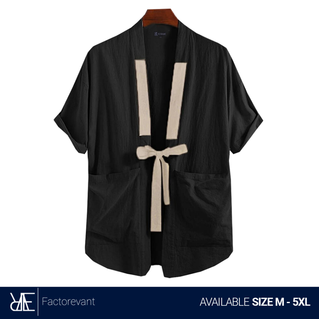 REEVANT Cardigan Outer Kimono Katun Premium Lengan Pendek Bigsize Jumbo Ukuran M-5XL