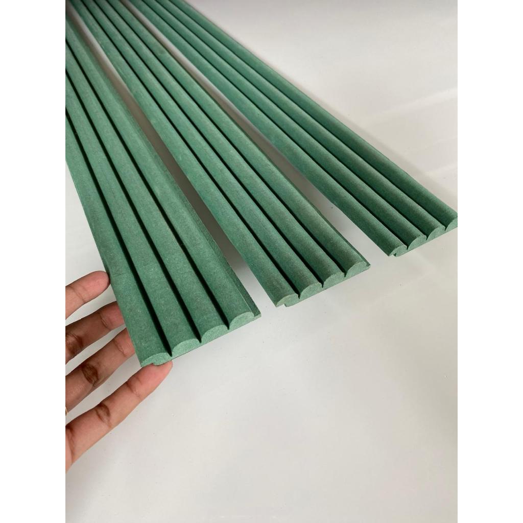 Profil HMR / MDF Hijau motif flute setengah bulat furniture panel pensil / Wall Moulding / Wall pane