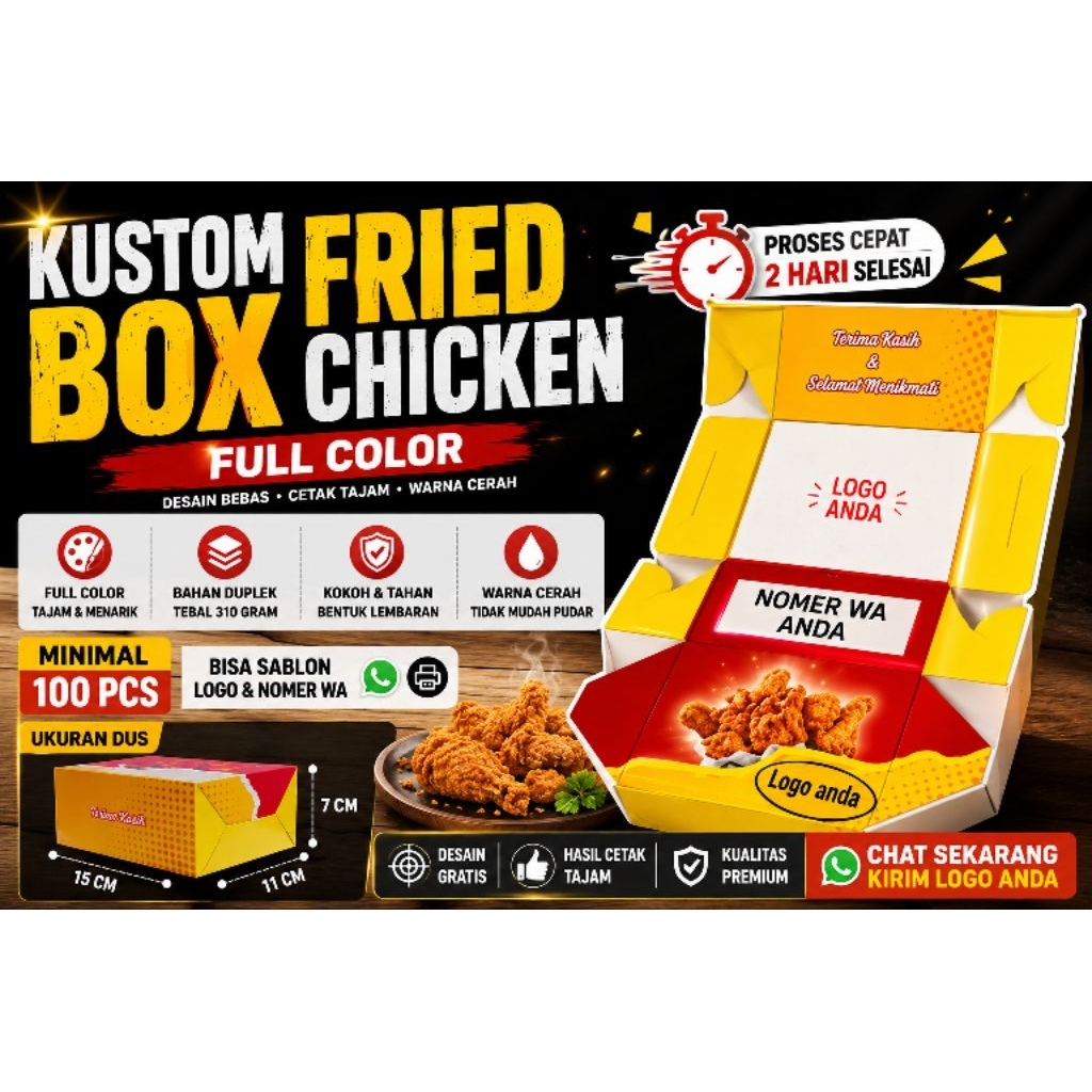 CUSTOM DUS AYAM GEPREK & FRIED CHICKEN,CUSTOM BOX MAKANAN