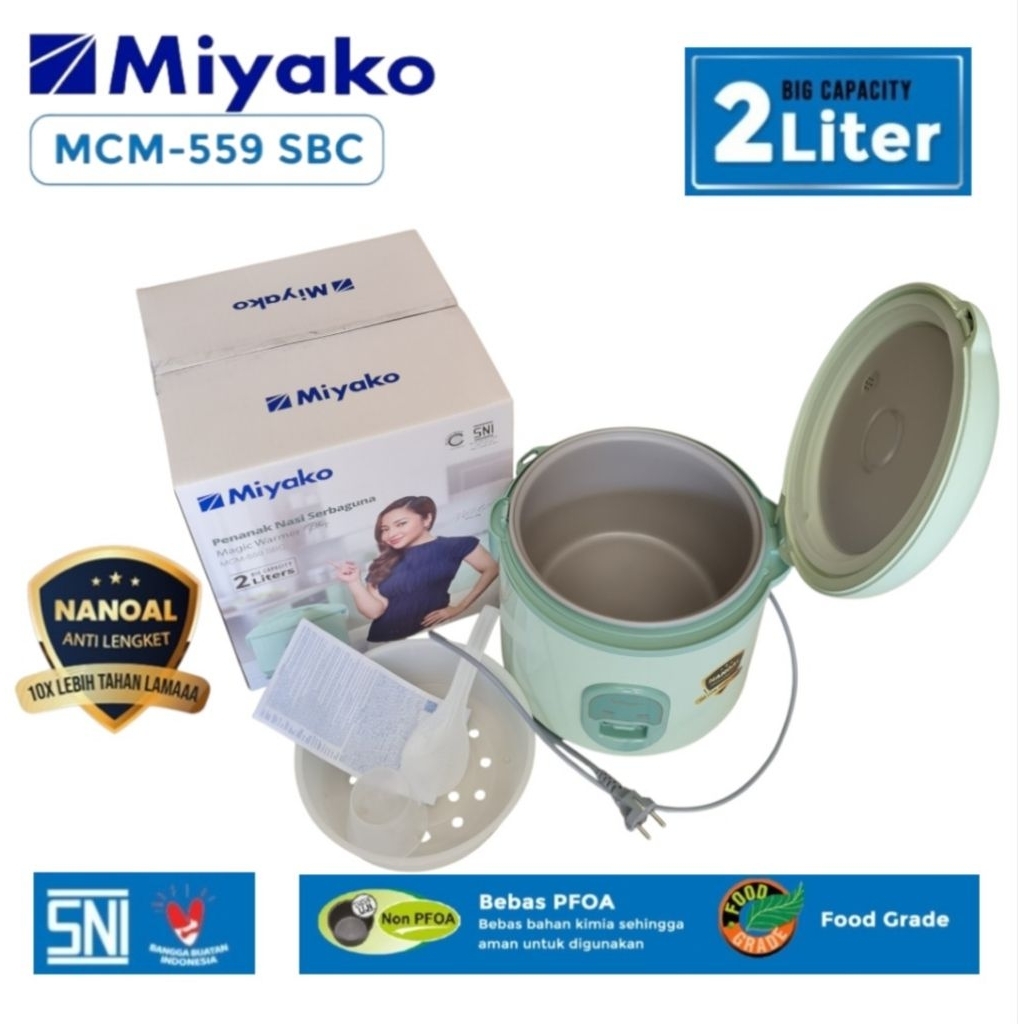 Rice Cooker Miyako MCM-559 SBC Kapasitas Liter Dengan Panci Nanoal Tahan Lama Garansi Elemen 5 Tahun