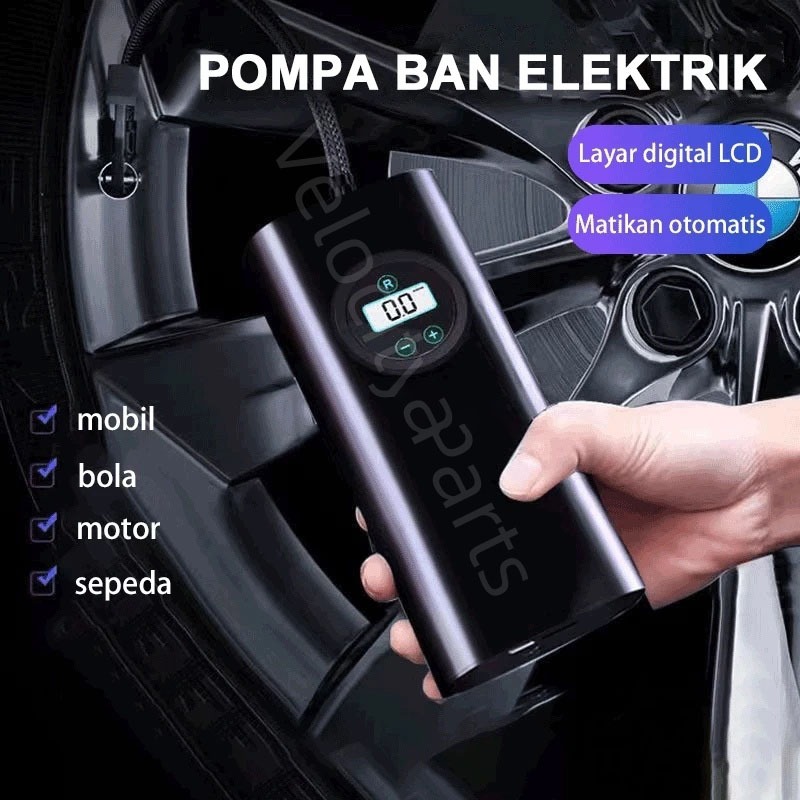 Pompa Ban Listrik Tanpa Kabel Portabel Tampilan Cerdas Deteksi Tekanan Ban Untuk Mobil Sepeda Motor 
