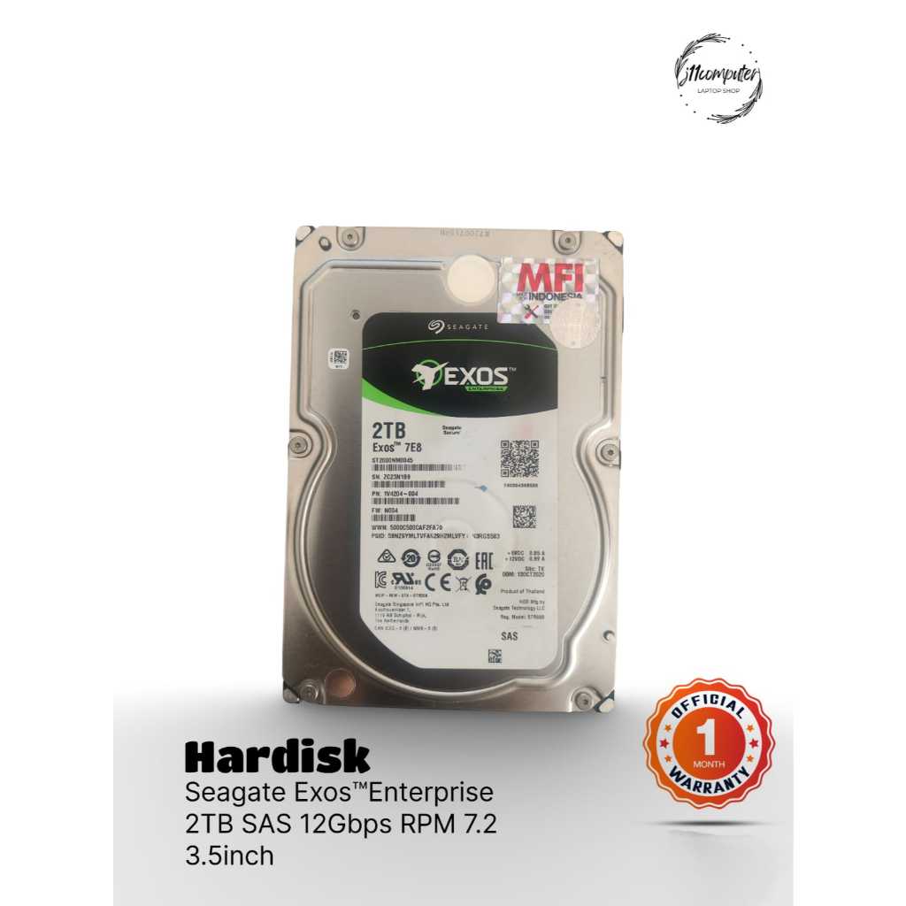 Hardisk Seagate Exos 7E8 Enterprise 2TB SAS 12Gb/s 3.5" 7200RPM Bergaransi ST2000NM0045