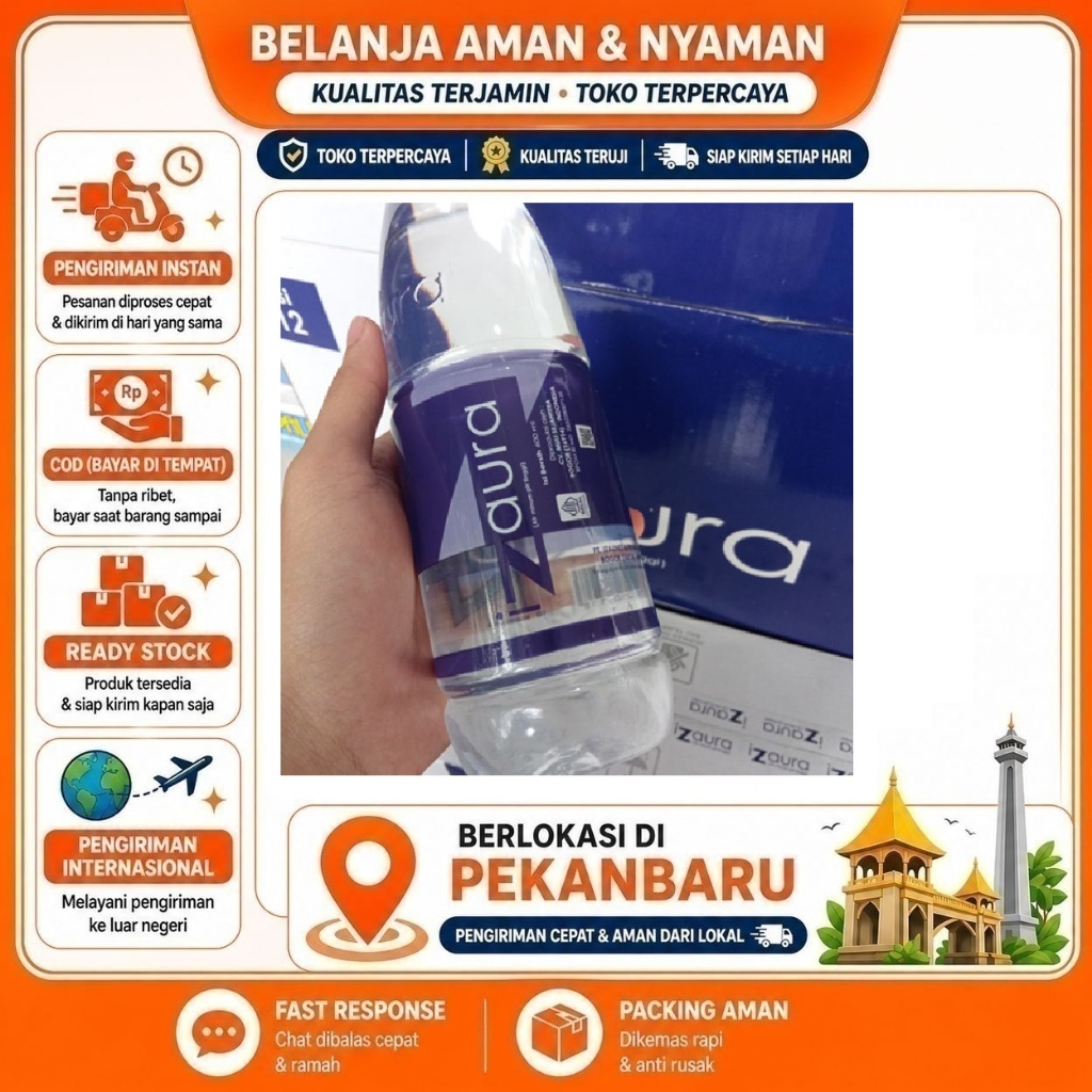 [SDW] pekanbaru/600ml Air Minum Alkali Izaura Aura Mineral Drink Water Bottle Plastic Size Minuman